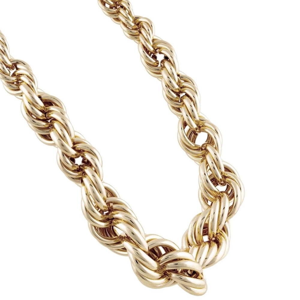 Chunky Gold Tone Rope Chain Necklace Feather-light feel - Picture 4 of 9